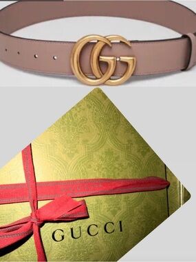 Gucci Beige Leather Belt with Gold Double G Buckle